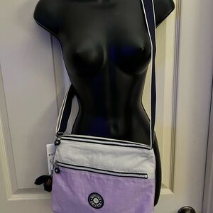 Kipling Two-Tone Lilac & White Crossbody Bag- Adjustable strap-9.5”x 11.25”NEW